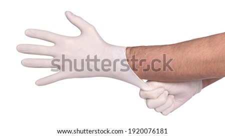 Latex glove isolated on white background - Medical equipment, protection gloves