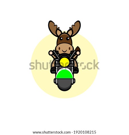 Deer character design is riding a motorbike