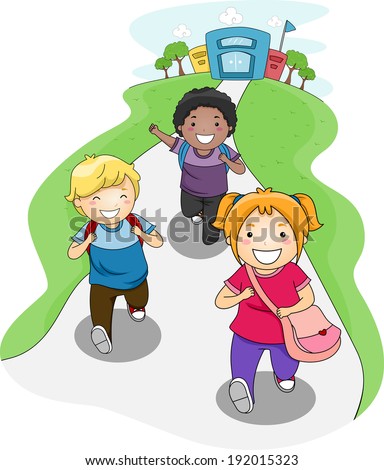 Illustration of Kids Going Home From School