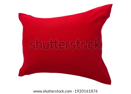Mockup red pillow isolated on white background perspective Royalty-Free Stock Photo #1920161876