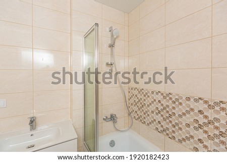 interior photography, bathroom with modern beautiful tiles