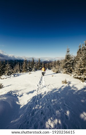 A man riding skis down a snow covered mountain