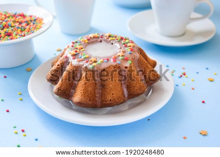 The traditional cake for Easter. on a blue background