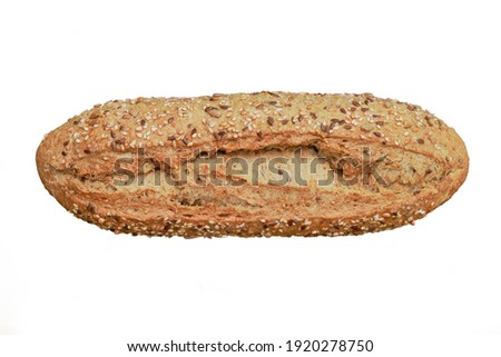 Wholemeal bread with cereals isolated over white background Royalty-Free Stock Photo #1920278750
