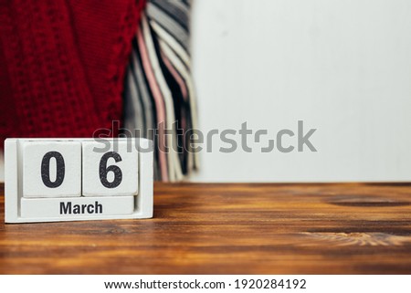 6 sixth day of Spring month calendar march with copy space