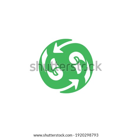 Waste paper recycling logo. Vector