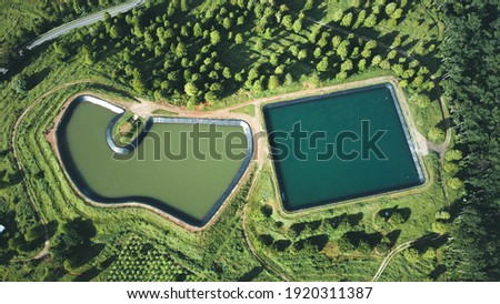 Beautiful reservoir photographed from above