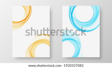 Brochure design Transparent, smooth, wavy circles on a white background.