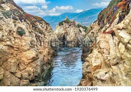 California nature - landscape, beautiful cove with rocks on the seaside in Garrapata State Park. County Monterey, California, USA