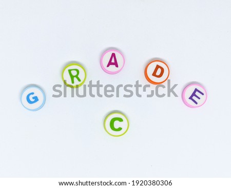 color GRADE C circle alphabet on white background isolated