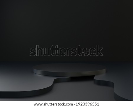 Abstract mockup Dark black 3d background with geometric shapes, podium on Platforms for product presentation,composition design, showcase cosmetic, copy space sale