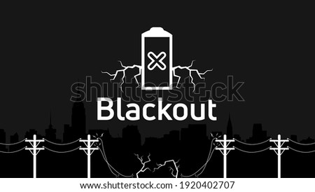 Blackout banner. Warning poster with icon of electricity. Royalty-Free Stock Photo #1920402707