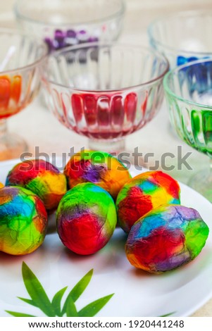 Easter eggs, process of painting in different ways, bright, colorful Easter eggs