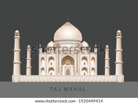 Taj Mahal on a gray background. indian culture architecture. Flat new style historic sight showplace attraction web site vector illustration. mausoleum in Agra	 Royalty-Free Stock Photo #1920449414