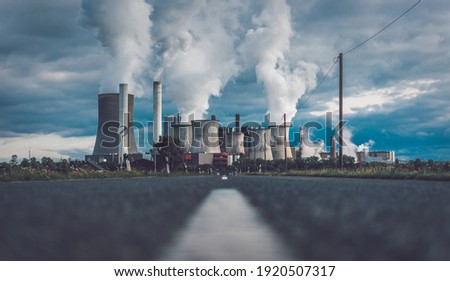 street towards power plant in Niederaussem Germany, lignite-fired Royalty-Free Stock Photo #1920507317