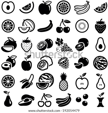 Fruit icon collection - vector illustration  Royalty-Free Stock Photo #192054479