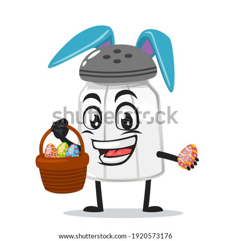 vector illustration of salt shaker mascot or character wearing bunny hat