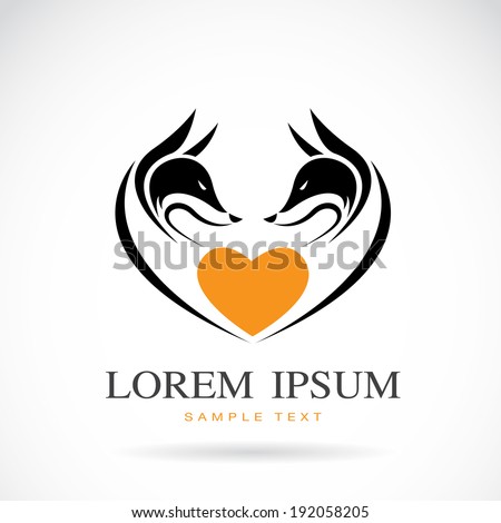 Vector image of fox and heart on white background