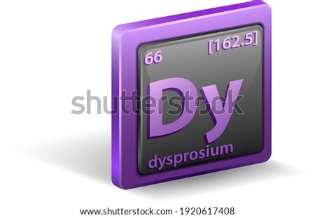 Dysprosium chemical element. Chemical symbol with atomic number and atomic mass. illustration