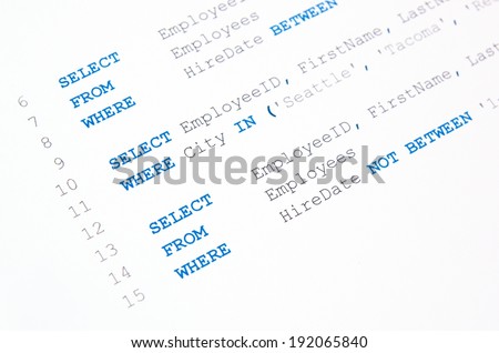 Code of SQL syntax on white background
