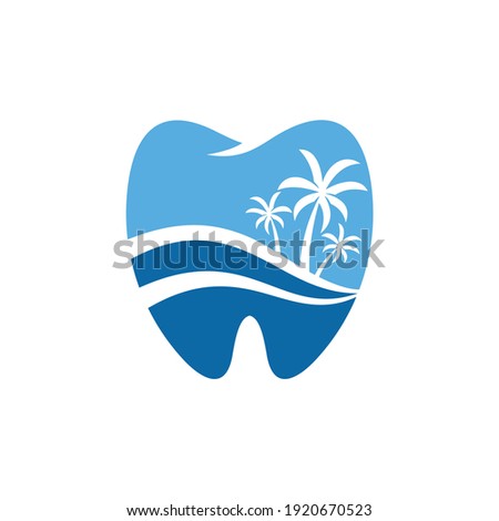 dental logo with the concept of tropical islands