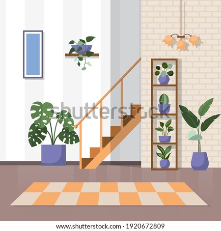 Tropical Houseplant Green Decorative Plant Interior House Illustration