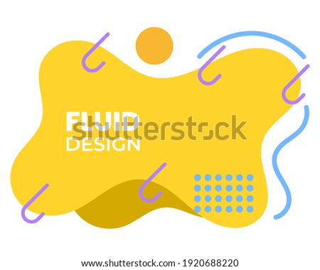 Yellow splash fluid design with outline hook. suitable for background, web, cover, banner, presentation, etc.