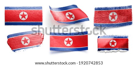 Set of the national flag of North Korea on a white background