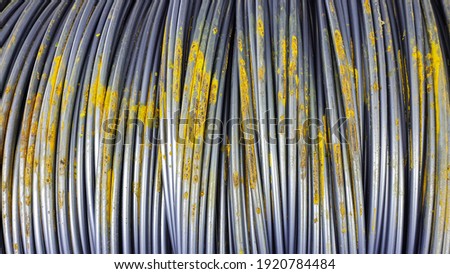 Abstract background of rust surface on steel wire rods, Close up rusty on high carbon steel coils