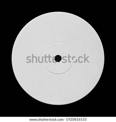 White Blank Vinyl Record Disc Label Sticker Template Mock Up. Isolated on Black  Royalty-Free Stock Photo #1920816533