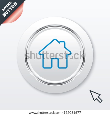 Home sign icon. Main page button. Navigation symbol. White button with metallic line. Modern UI website button with mouse cursor pointer. Vector