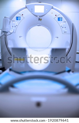 CT (Computed tomography) scanner in hospital laboratory. CT scan an advance technology for medical diagnosis Royalty-Free Stock Photo #1920879641