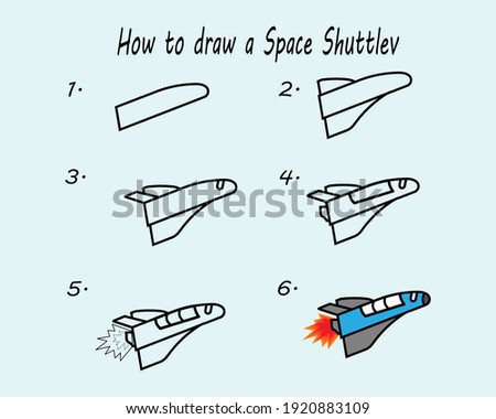 How to draw a Space Shuttle. Good for drawing child kid illustration. Vector illustration
