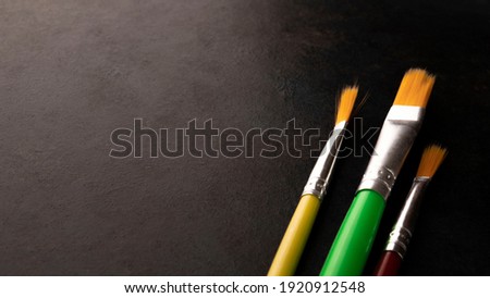 set of art brushes for drawing. macro photos of brushes for drawing