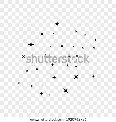 Stars on sky icon simple flat. Perfect Black pictogram illustration on transparent background.