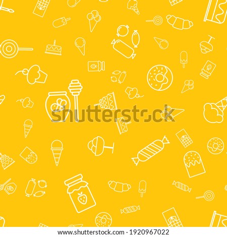 Simple Food and Drink Icon Seamless Pattern Background. Vector Illustration