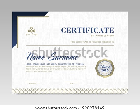 Modern Design Certificate. Certificate template awards diploma background vector modern design simple elegant and luxurious elegant. layout horizontal in A4 size  Royalty-Free Stock Photo #1920978149
