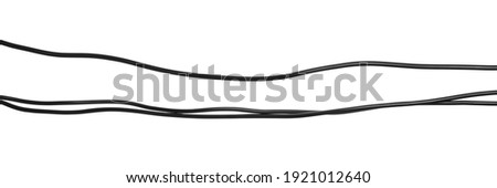 Set black cables, wires isolated on white background, with clipping path Royalty-Free Stock Photo #1921012640