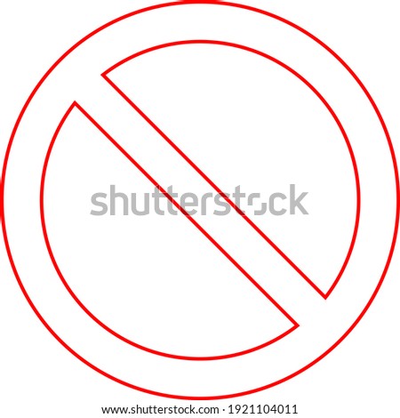 Prohibited and NO sign with NO text and hand preventing entry on red outline circle with slash. Isolated on transparent background.