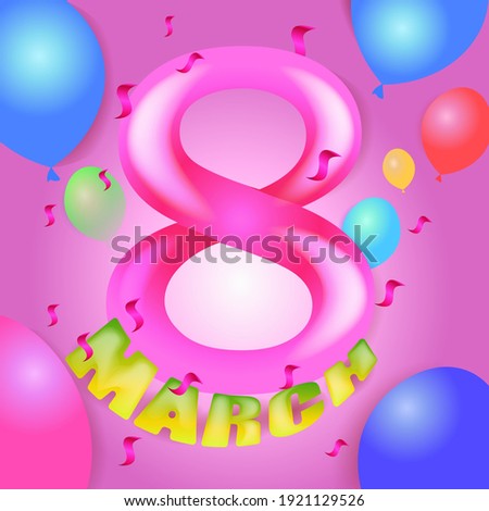 womens day 8 march holiday celebration banner flyer or greeting card with flowers and number eight vector illustration