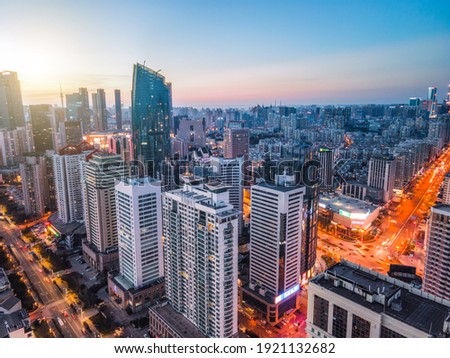 Aerial photography China Qingdao modern city architecture landscape