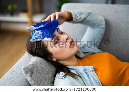Ice Pack Gel Head Pain Therapy For Woman Royalty-Free Stock Photo #1921198880