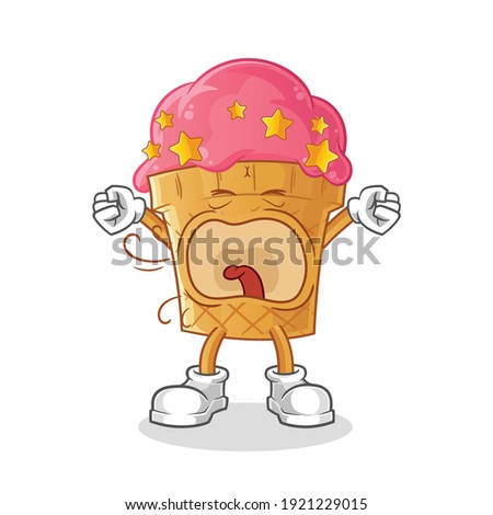ice cream yawn character. cartoon mascot vector