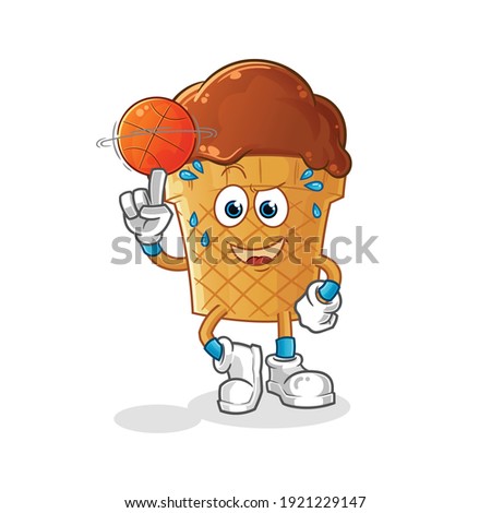 chocolate ice cream playing basket ball mascot. cartoon vector