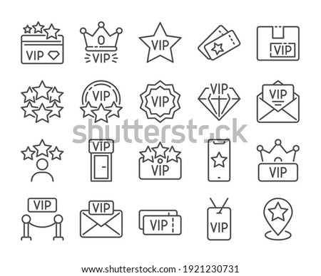VIP icon. Very Important Person line icons set. Vector illustration. Editable stroke. Royalty-Free Stock Photo #1921230731