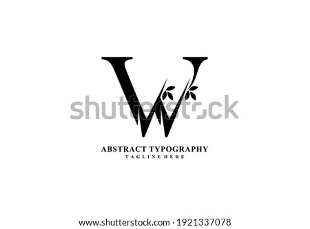 Abstract Typography Minimalist Letter W Linked Leaf Sign Vector