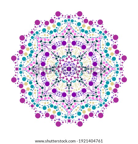 Decorative colorful dot mandala, design element. Can be used for cards, invitations, banners, posters, print design. Mandala background