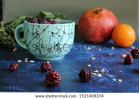 Food photography fruit oatmeal breakfast