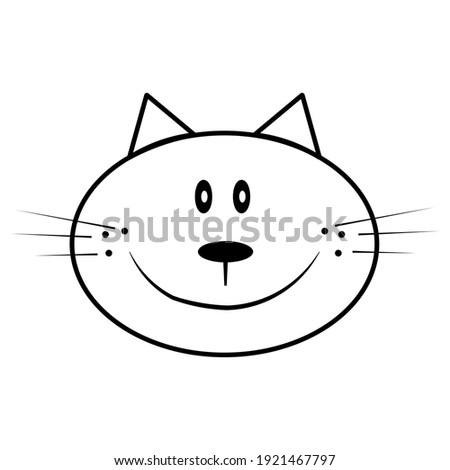 Black drawn cartoon cat face logo illustration
