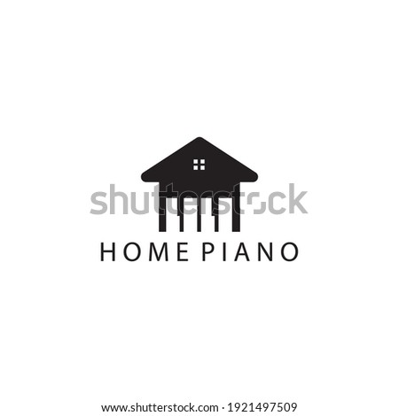 home piano logo design vector illustration